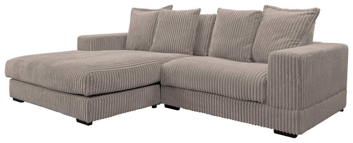 ECKSOFA in Cord Taupe  195/285 cm  - Taupe/Schwarz, Design, Kunststoff/Textil (195/285cm) - MID.YOU