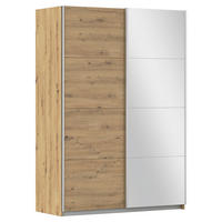 SCHWEBETÜRENSCHRANK Silberfarben, Eiche Artisan  - Silberfarben/Alufarben, Modern, Holzwerkstoff/Metall (136/197/61cm) - Rauch Möbel