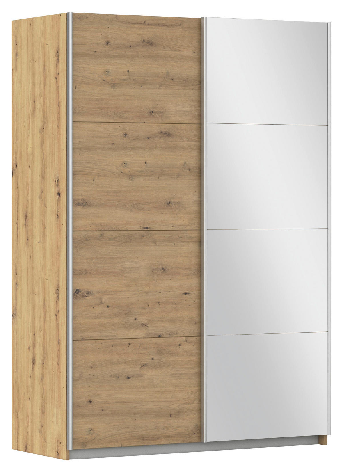 SCHWEBETÜRENSCHRANK Silberfarben, Eiche Artisan  - Silberfarben/Alufarben, Modern, Holzwerkstoff/Metall (136/197/61cm) - Rauch Möbel