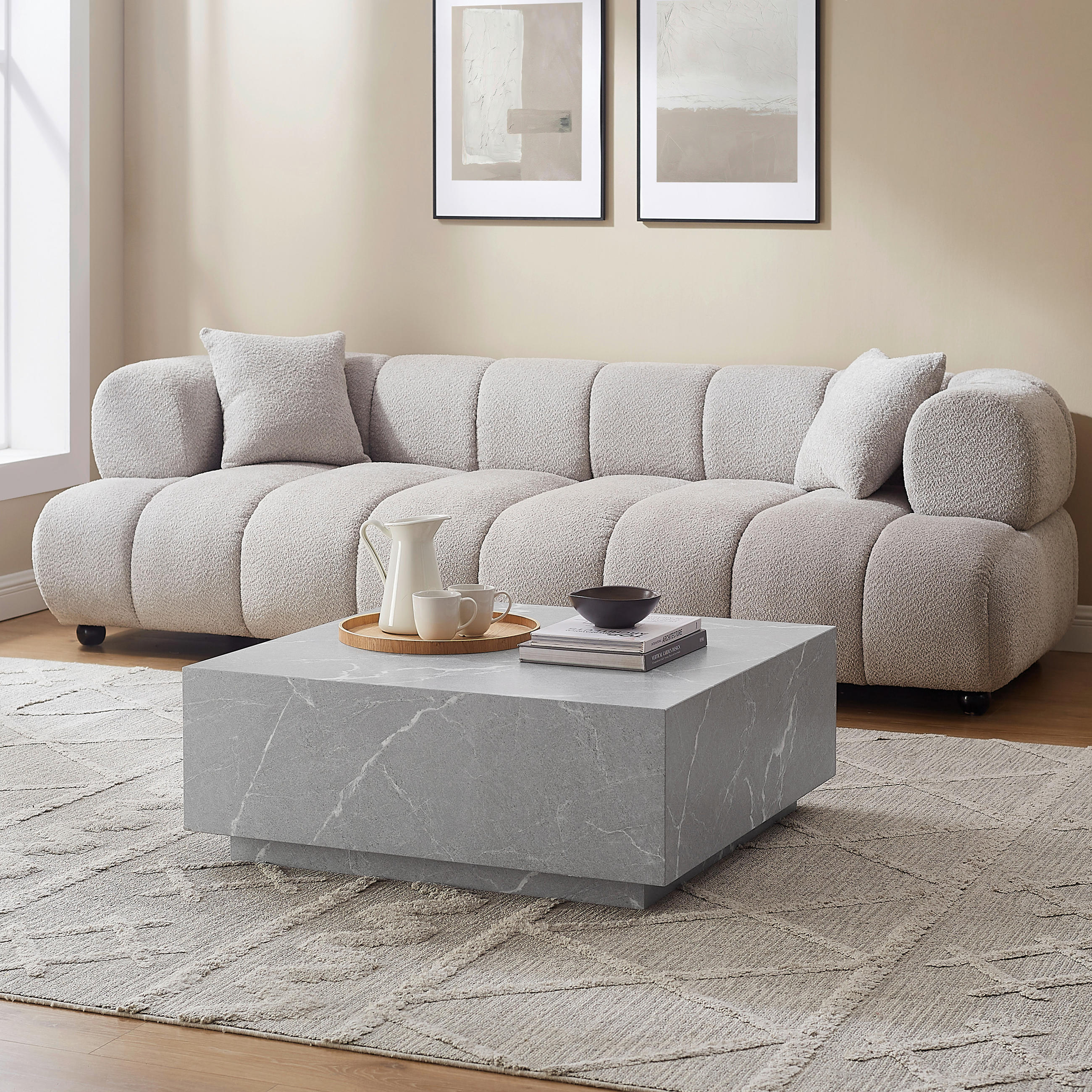 COUCHTISCH 90/90/35 cm quadratisch Grau  - Grau, Design, Holzwerkstoff (90/90/35cm) - Livetastic