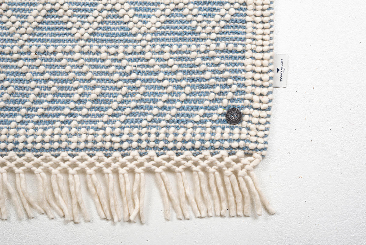 HANDWEBTEPPICH 65/135 cm Colored Macrame Four Creme, Pastellblau  - Pastellblau/Creme, KONVENTIONELL, Textil (65/135cm) - Tom Tailor