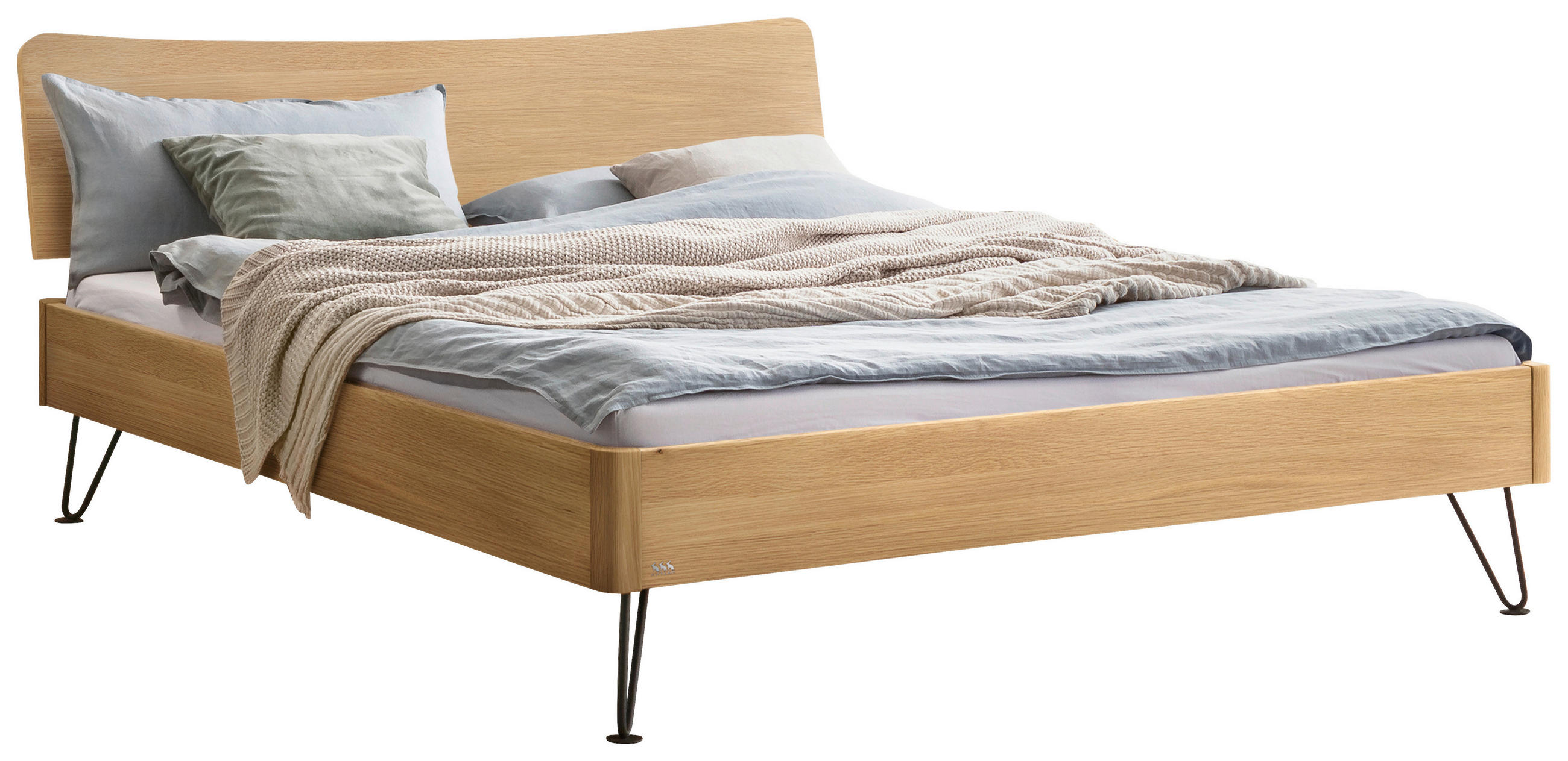 BETT 140/200 cm  in Eichefarben  - Eichefarben/Schwarz, Design, Holz/Metall (140/200cm) - Hasena