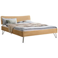 BETT 140/200 cm  in Eichefarben  - Eichefarben/Schwarz, Design, Holz/Metall (140/200cm) - Hasena