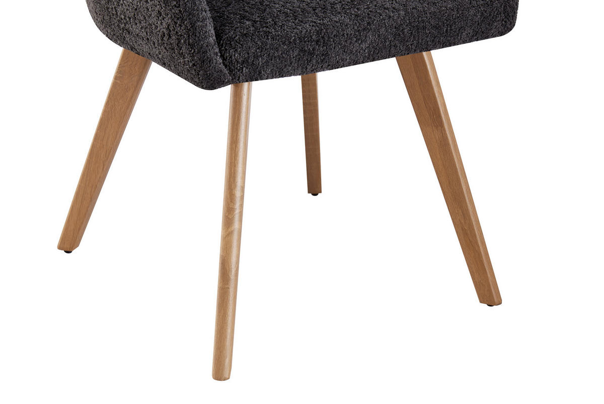 ARMLEHNSTUHL  in Teddystoff, Bouclé  - Dunkelgrau/Eichefarben, MODERN, Holz/Textil (57/85/63cm) - MID.YOU