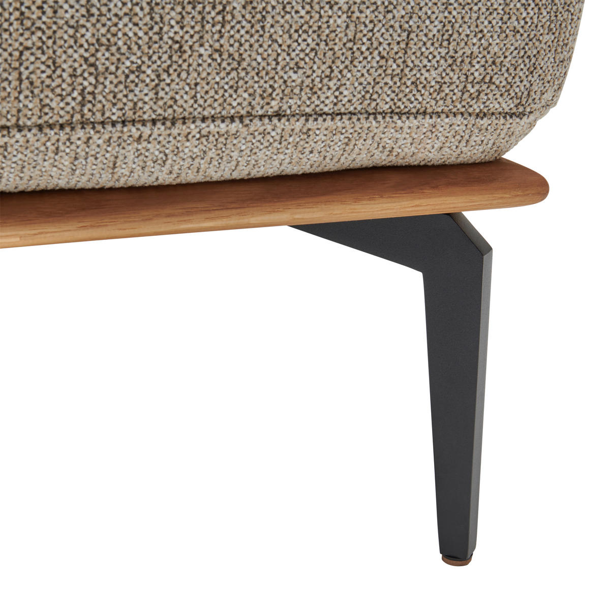 ECKSOFA in Flachgewebe Hellbraun  - Hellbraun/Schwarz, Natur, Holz/Textil (314/176cm) - Valnatura