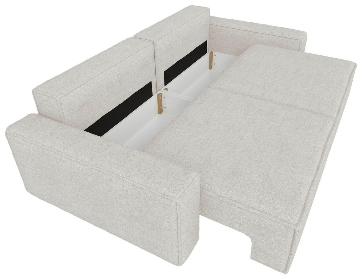 SCHLAFSOFA in Bouclé Creme  - Creme/Schwarz, Design, Kunststoff/Textil (250/83/115cm) - Ambia Home