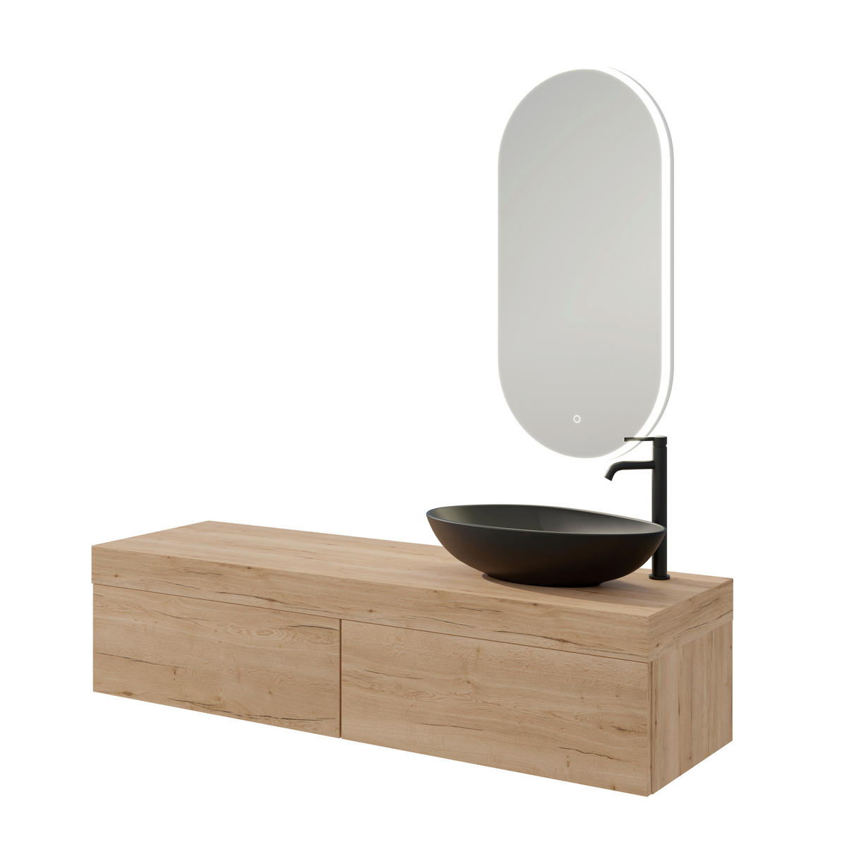 BADEZIMMER 5-teilig  in 160 cm  - Eichefarben/Schwarz, MODERN, Keramik/Holzwerkstoff (160cm) - Celina Home