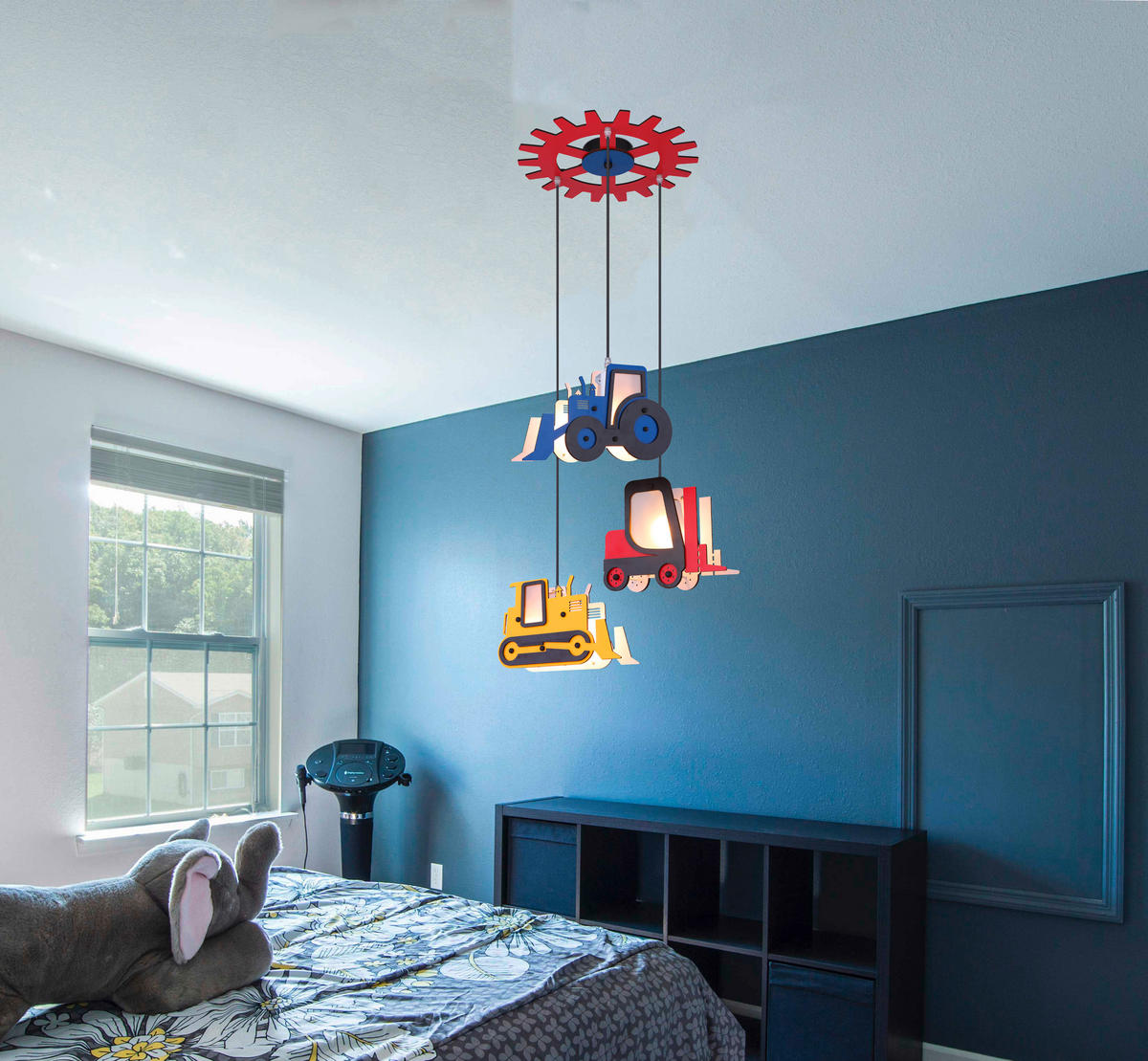 KINDERHÄNGELEUCHTE 55/120 cm   - Gelb/Rot, LIFESTYLE, Holz (55/120cm) - Globo