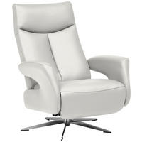RELAXSESSEL Echtleder Relaxfunktion    - Chromfarben/Weiß, Design, Leder/Metall (74/105/82cm) - Welnova