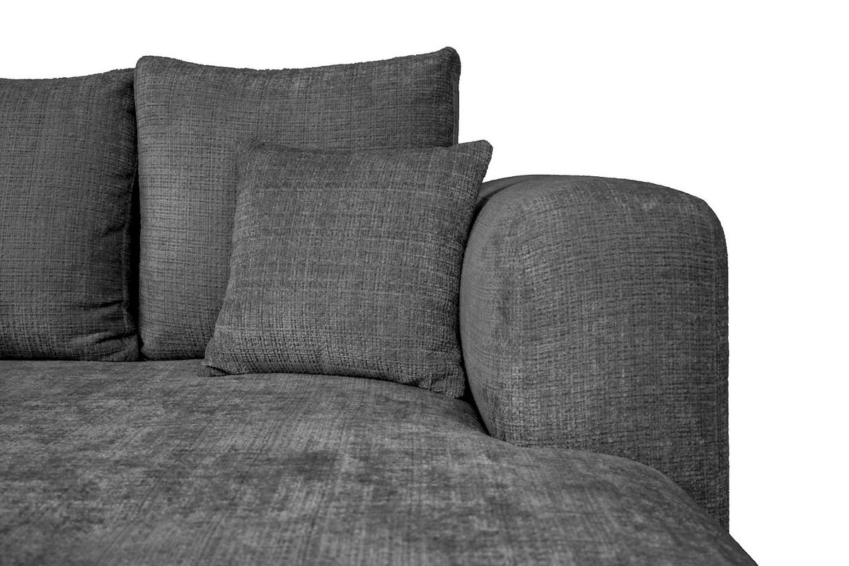 ECKSOFA Dunkelgrau Chenille Zierkissen, Rückenkissen, Rücken echt  - Dunkelgrau/Schwarz, MODERN, Kunststoff/Textil (276/188cm) - Milino