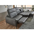 ECKSOFA Anthrazit Echtleder Kopfteilverstellung  - Anthrazit/Schwarz, Design, Leder/Metall (323/179cm) - Dieter Knoll