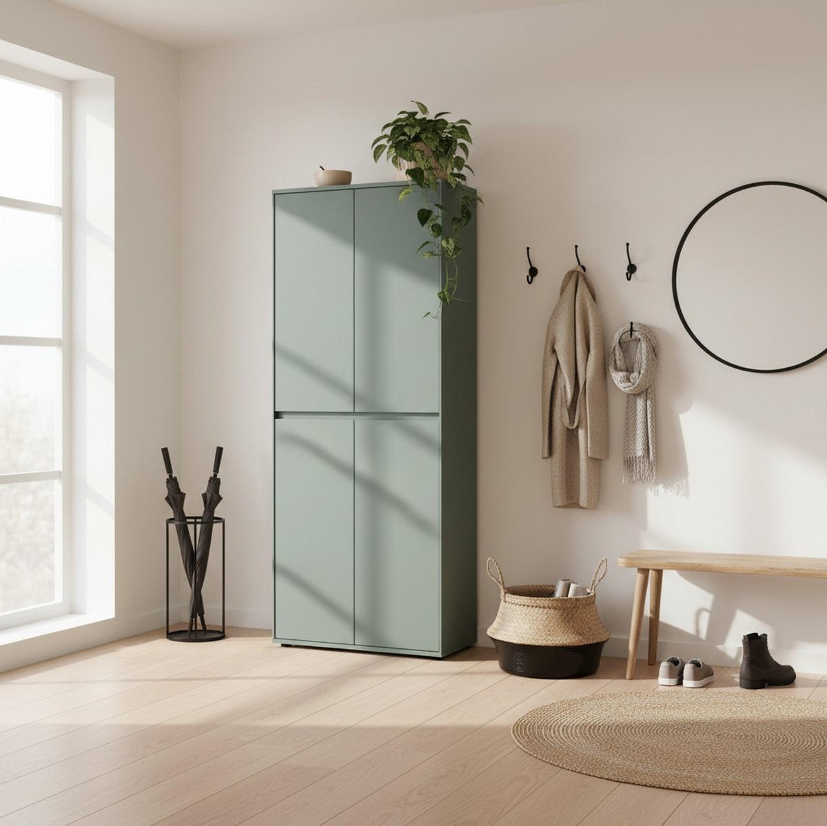 GARDEROBENSCHRANK  in 75/185,9/35,3 cm  - Salbeigrün, Design, Holzwerkstoff (75/185,9/35,3cm) - Livetastic