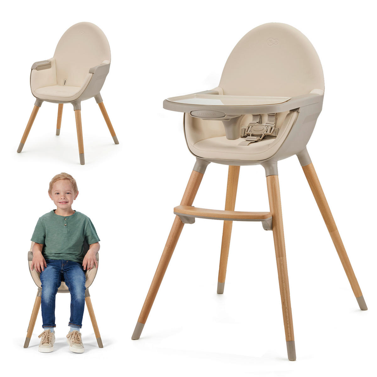HOCHSTUHL Fini 2  - Beige, Basics, Leder/Holz (55/96/58.5cm) - kinderkraft