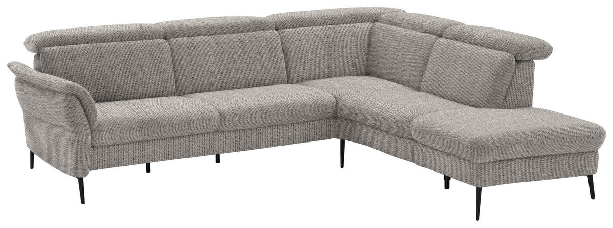 ECKSOFA in Struktur Hellgrau  275/235 cm  - Hellgrau/Schwarz, MODERN, Textil/Metall (275/235cm) - Cantus