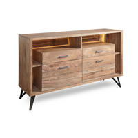 KOMODA, akácie, barvy akácie, 145/94/40 cm - černá/antracitová, Moderní, kov/dřevo (145/94/40cm) - Livetastic