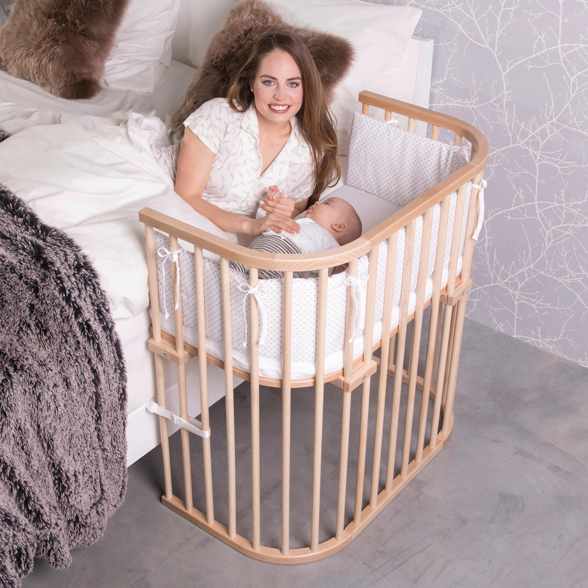 BEISTELLBETT Babybay Boxspring  - Naturfarben, Basics, Holz (54/96,5/96cm) - Babybay