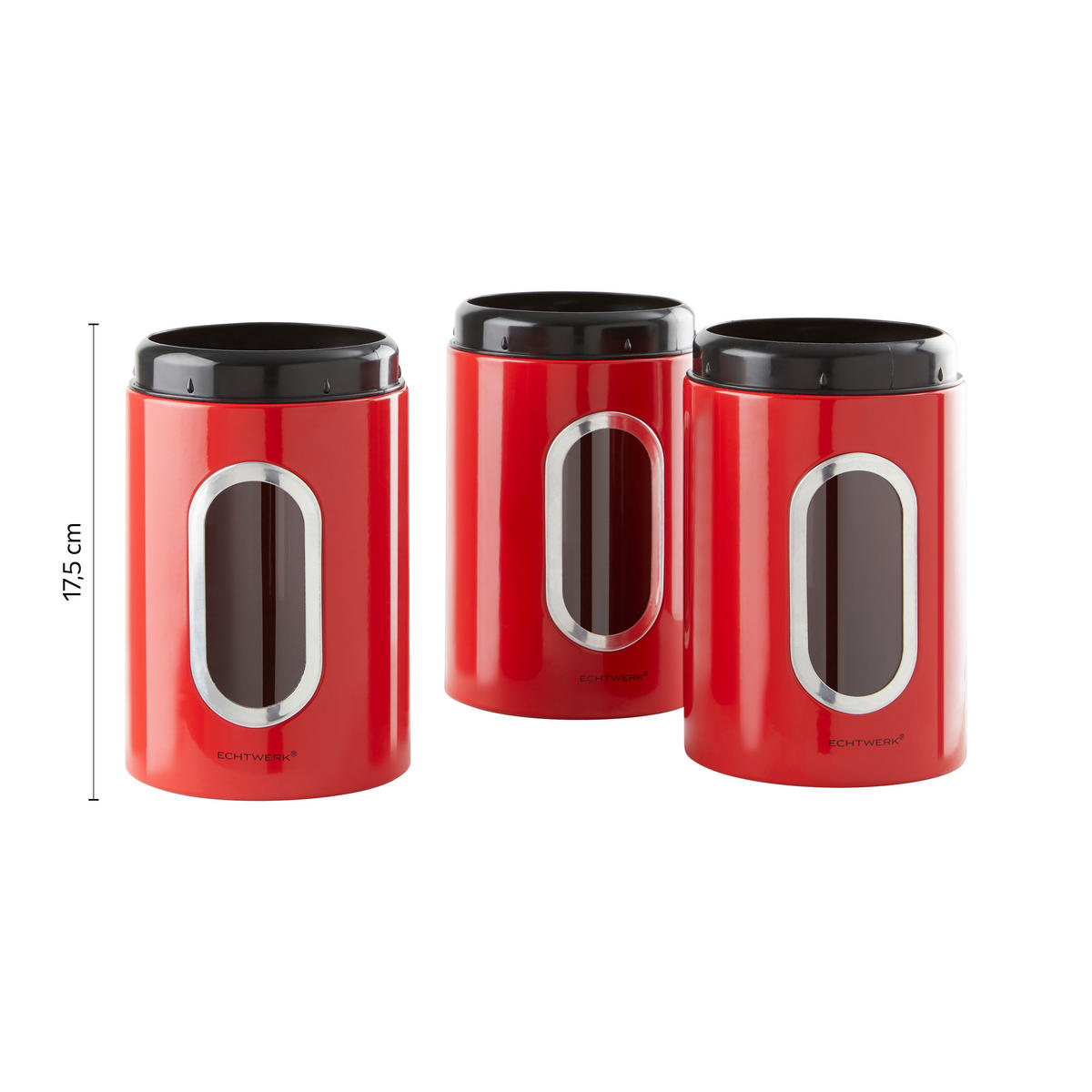VORRATSDOSENSET 3-teilig  - Rot, MODERN, Metall (11/17,5cm) - Echtwerk