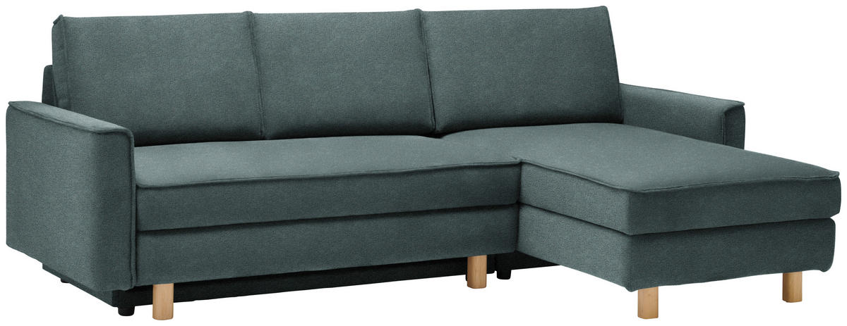 ECKSOFA in Chenille Petrol  237/170 cm  - Eichefarben/Petrol, KONVENTIONELL, Holz/Textil (237/170cm) - Sedda