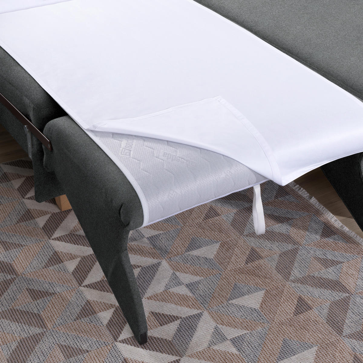 ECKSOFA in Flachgewebe Anthrazit  261/203 cm  - Eichefarben/Anthrazit, KONVENTIONELL, Holz/Textil (261/203cm) - Sedda