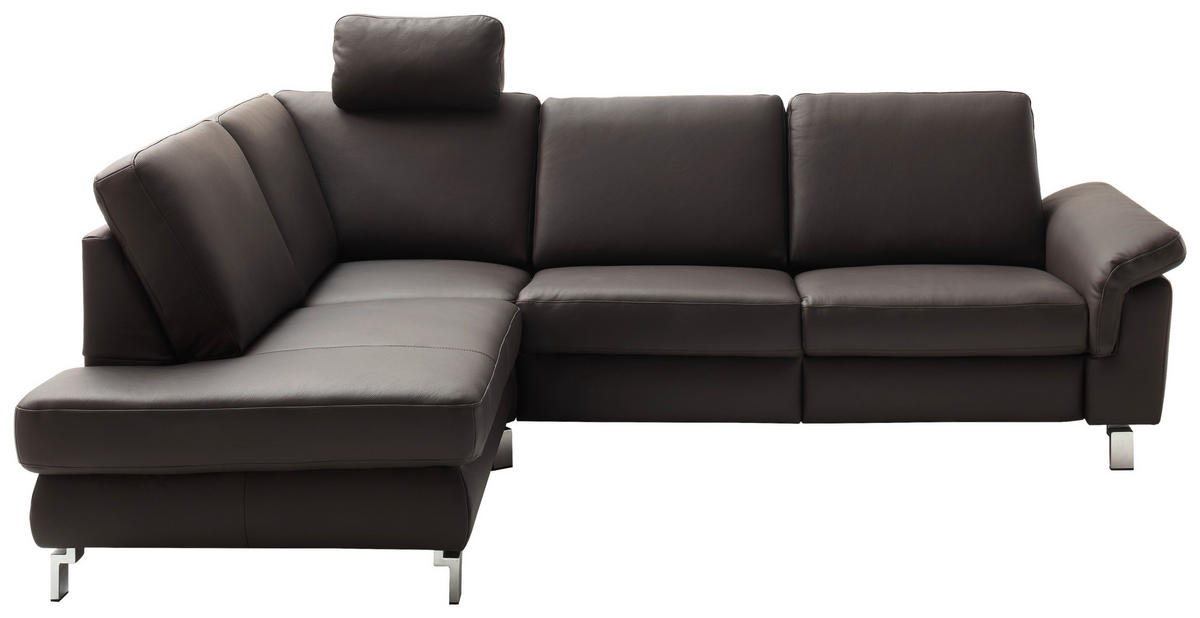 ECKSOFA in Echtleder Braun  - Chromfarben/Braun, Design, Leder/Metall (200/271cm) - Pure Home Lifestyle