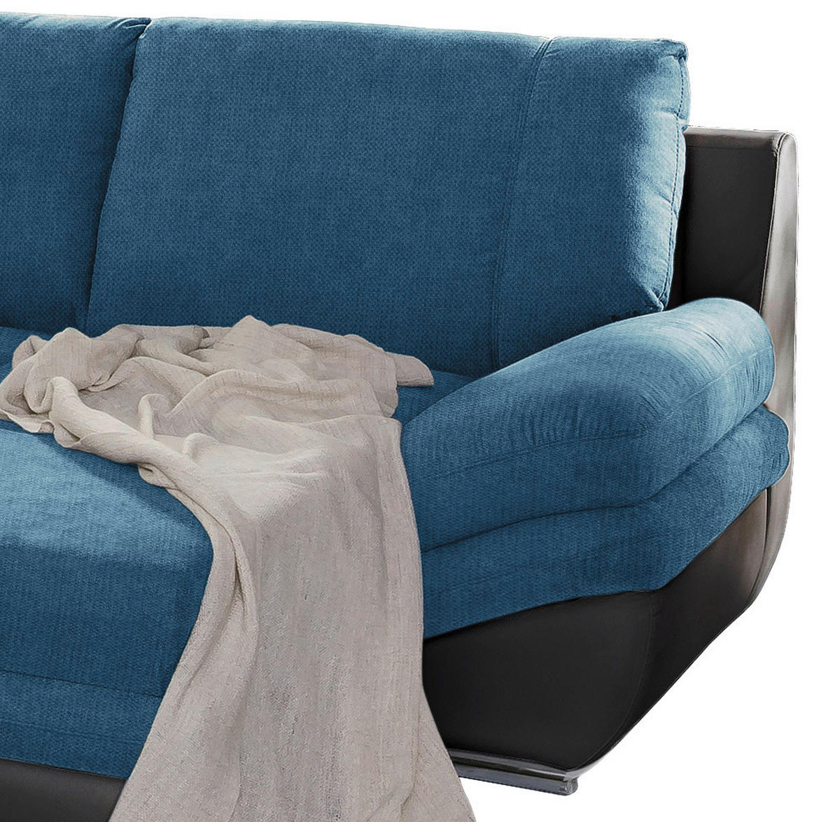 WOHNLANDSCHAFT in Blau, Schwarz  - Chromfarben/Blau, Modern, Textil/Metall (221/264cm) - MID.YOU