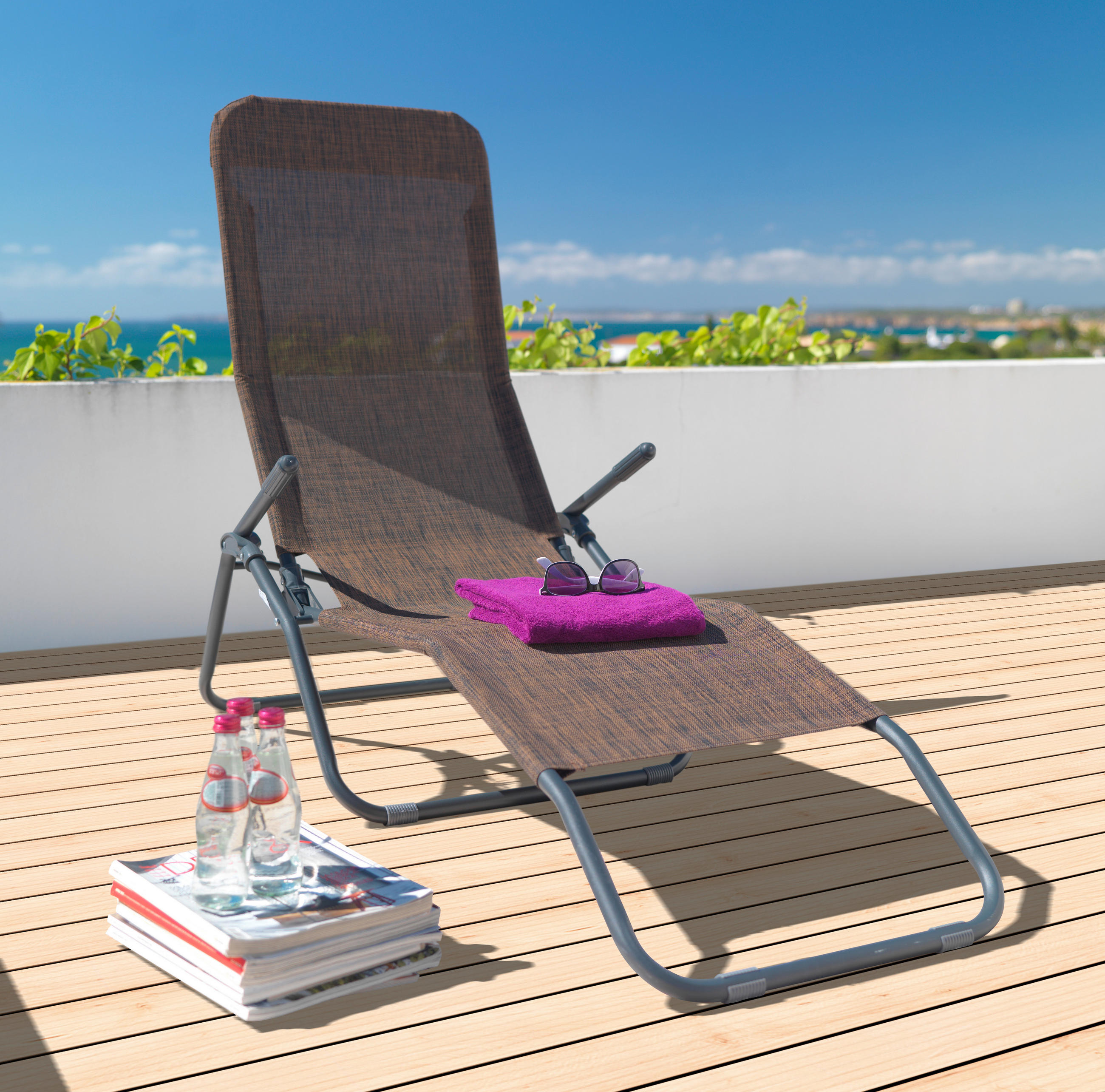 GARTEN-RELAXLIEGE 58/96/145 cm  - Anthrazit/Braun, Design, Textil/Metall (58/96/145cm) - Xora