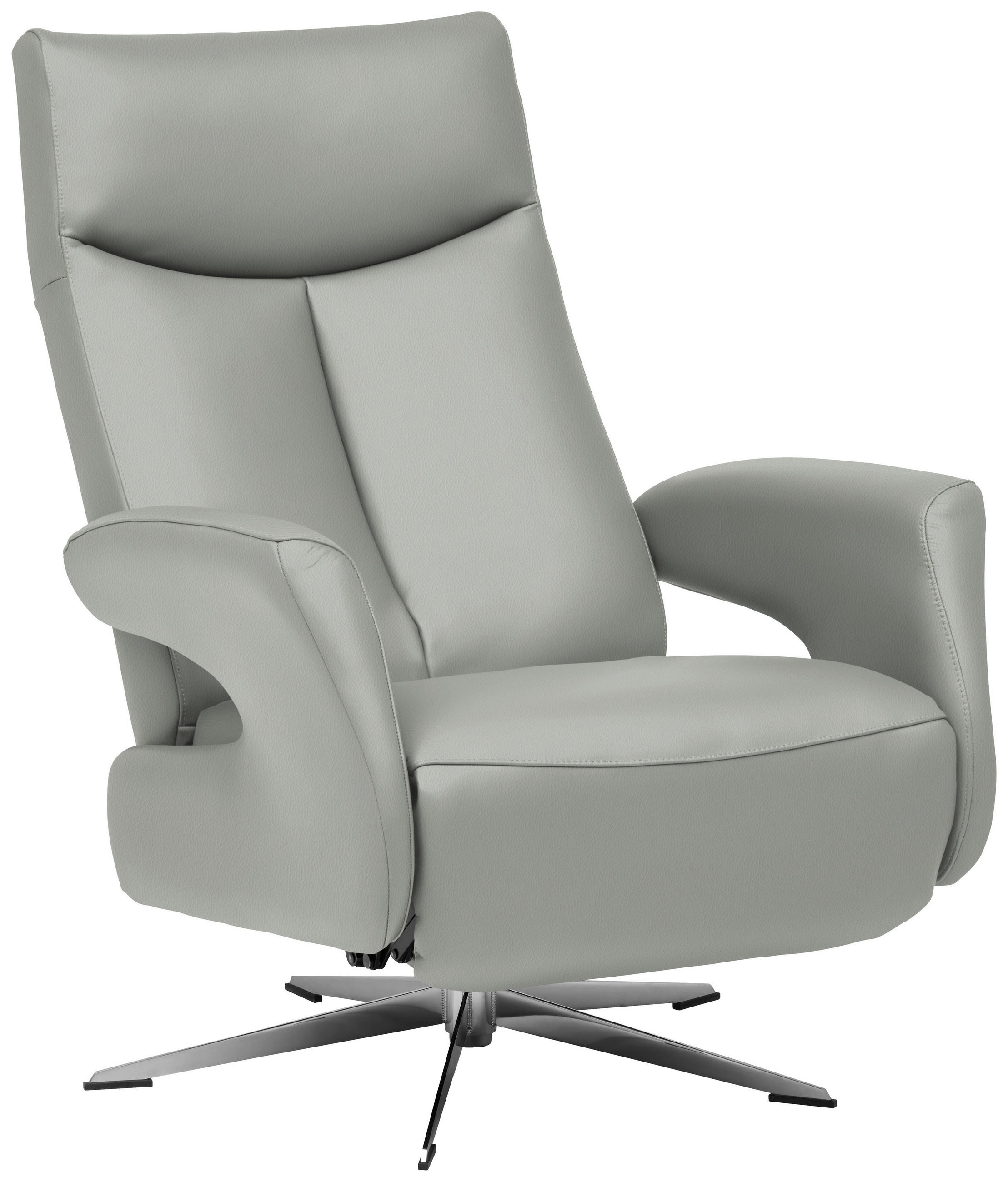 RELAXSESSEL in Leder Grau  - Chromfarben/Grau, Design, Leder/Metall (74/105/82cm) - Welnova