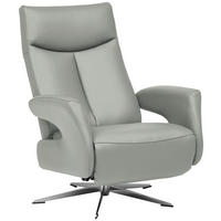 RELAXSESSEL in Leder Grau  - Chromfarben/Grau, Design, Leder/Metall (74/105/82cm) - Welnova
