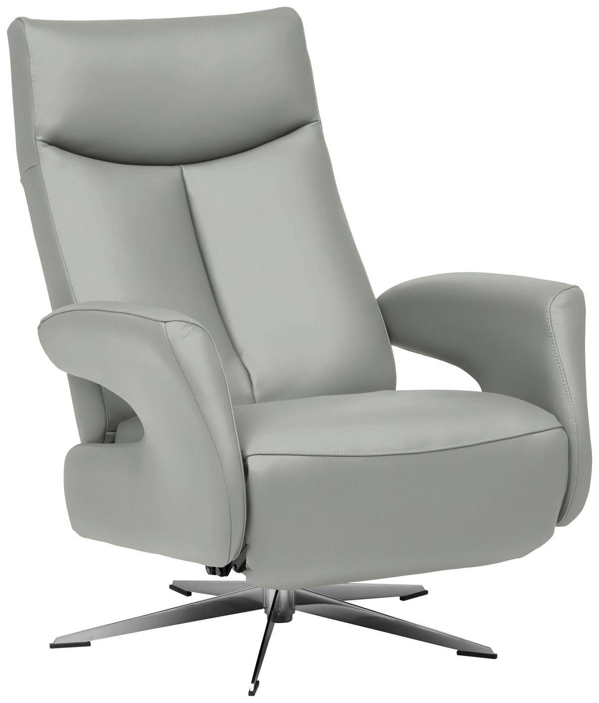 RELAXSESSEL in Leder Grau  - Chromfarben/Grau, Design, Leder/Metall (74/105/82cm) - Welnova