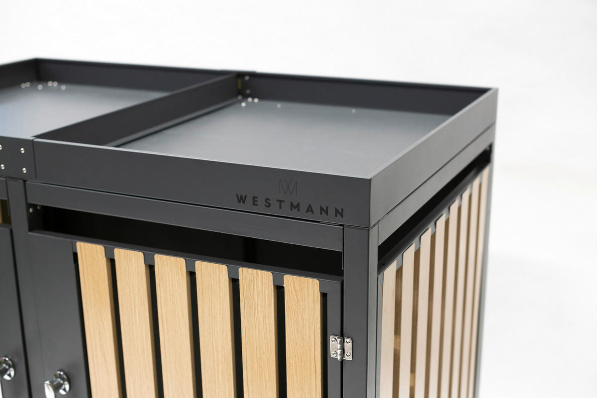MÜLLTONNENBOX - Anthrazit/Naturfarben, Basics, Metall (84/125/134cm)