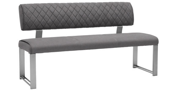SITZBANK 140/87,5/62 cm in Edelstahlfarben, Dunkelgrau - Edelstahlfarben/Dunkelgrau, Design, Textil/Metall (140/87,5/62cm) - Dieter Knoll