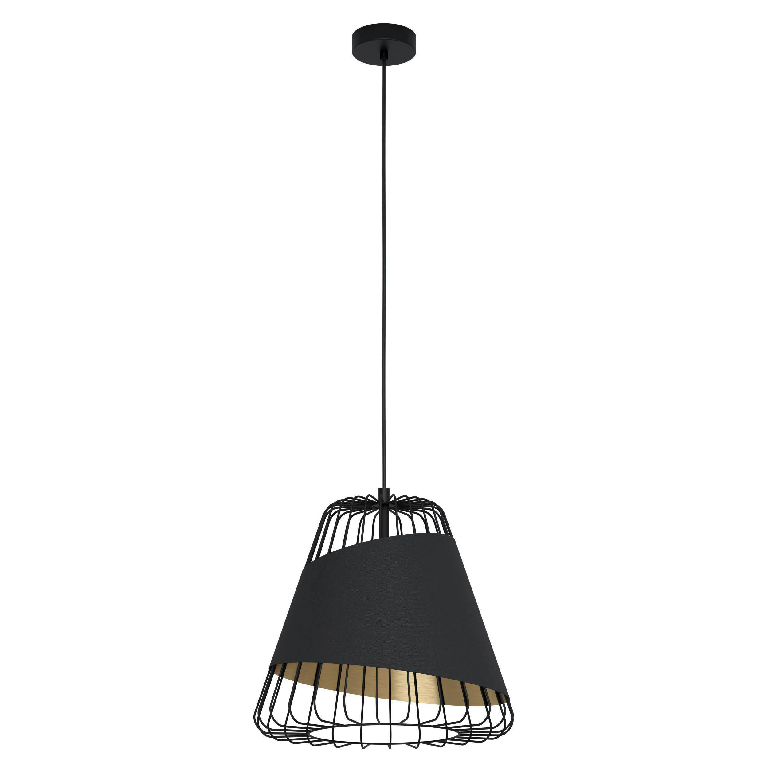 HÄNGLAMPA 43/110 cm  - svart/guldfärgad, Basics, metall/textil (43/110cm) - Eglo