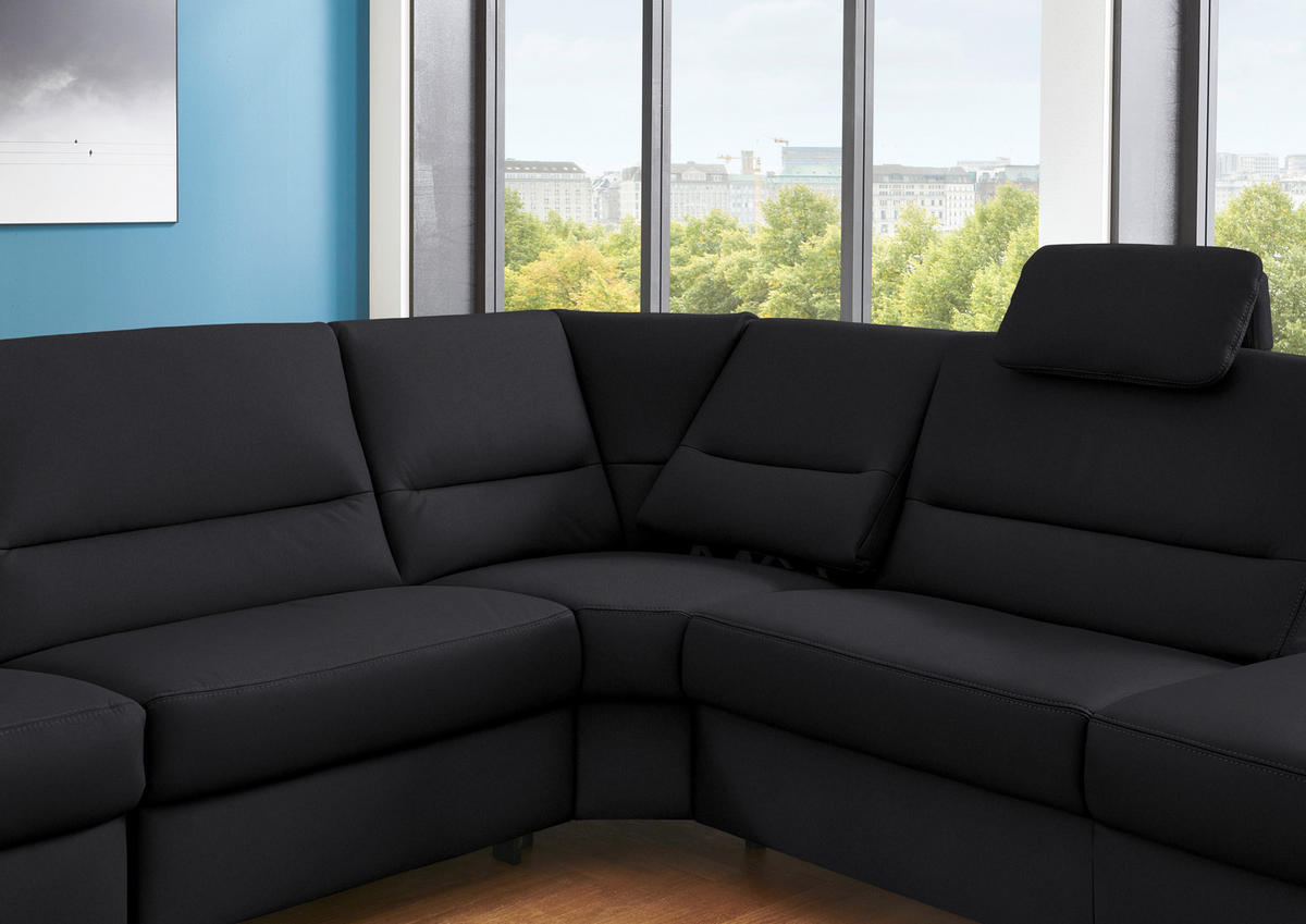 ECKSOFA in Echtleder Anthrazit  - Anthrazit/Alufarben, Konventionell, Leder/Metall (290/249cm) - Beldomo Premium