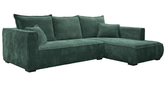 ECKSOFA Dunkelgrün Cord  - Dunkelgrün/Schwarz, MODERN, Holz/Textil (322/208cm) - Carryhome