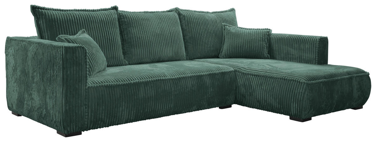 ECKSOFA Dunkelgrün Cord  - Dunkelgrün/Schwarz, MODERN, Holz/Textil (322/208cm) - Carryhome