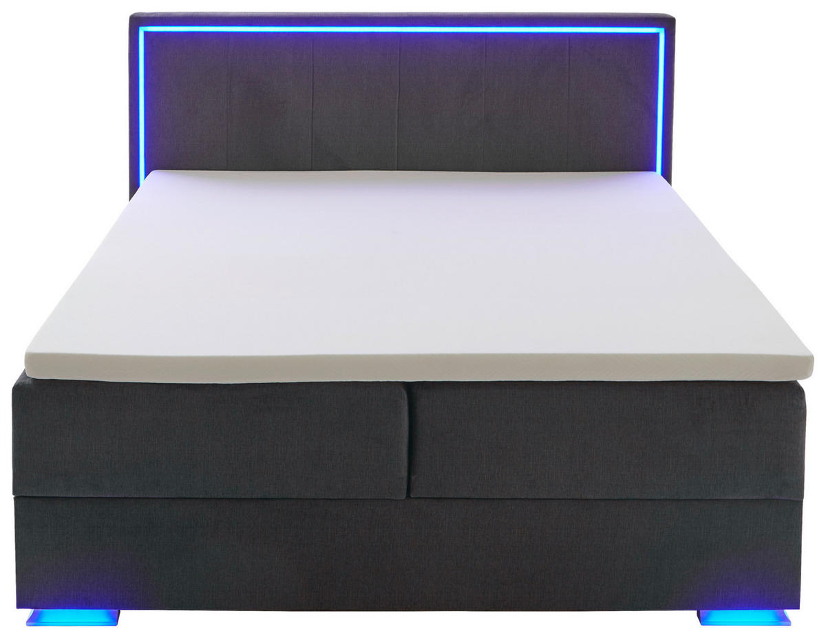 POSTEL BOXSPRING, 180/200 cm, antracitová - barvy chromu/antracitová, Design, textil/plast (180/200cm) - Boxxx