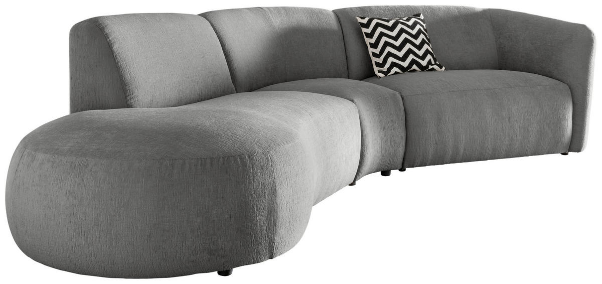 ECKSOFA in Mikrofaser Graubraun  - Graubraun/Schwarz, Modern, Kunststoff/Textil (182/276cm) - Livetastic