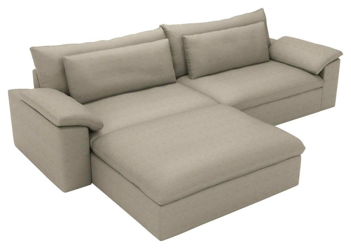 ECKSOFA  Chenille Beige  - Beige/Schwarz, Modern, Kunststoff/Textil (198/306cm) - Carryhome