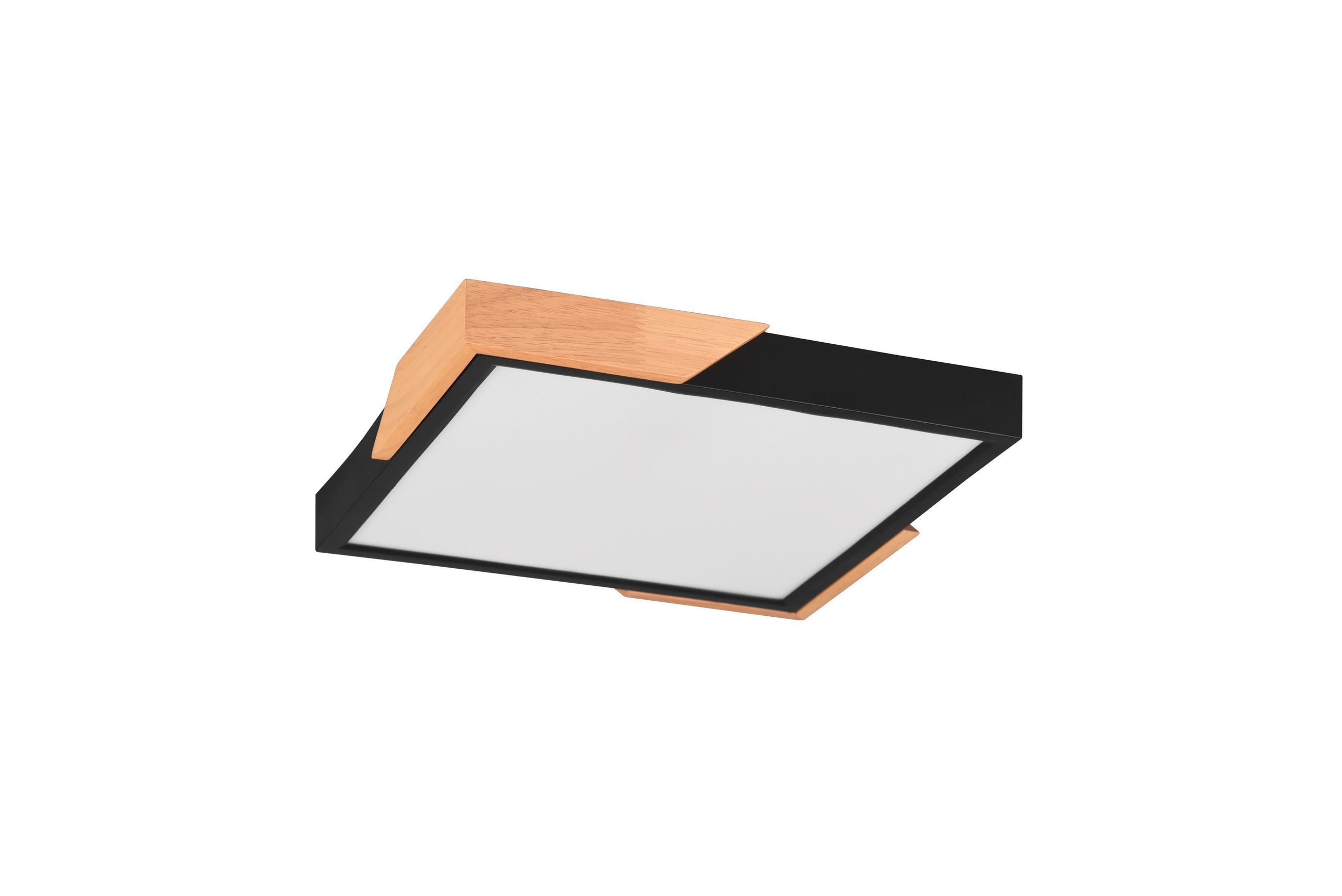LED-DECKENLEUCHTE Meta 31,5/31,5/3,5 cm   - Schwarz, Natur, Holz/Kunststoff (31,5/31,5/3,5cm)