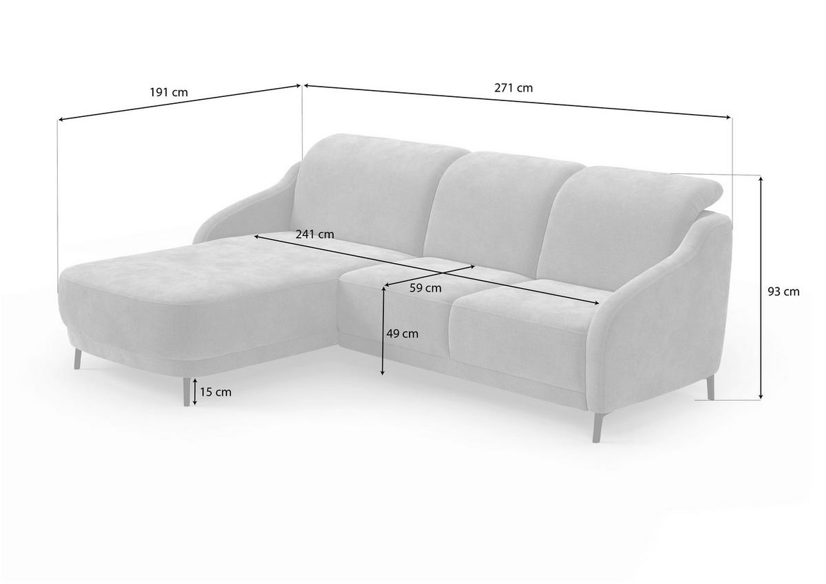 ECKSOFA BLUES V Olivgrün Samt  - Schwarz/Olivgrün, MODERN, Textil/Metall (191/271cm) - Sit & More