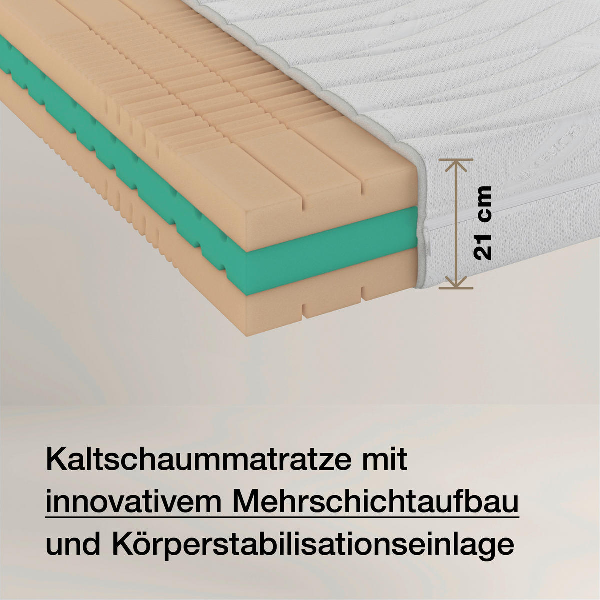 KALTSCHAUMMATRATZE 140/200 cm Höhe ca. 21 cm  - Weiß, Basics, Textil (140/200cm) - Novel
