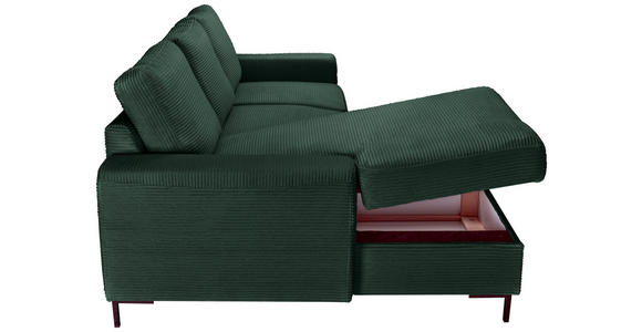 ECKSOFA Dunkelgrün Cord  - Dunkelgrün/Schwarz, KONVENTIONELL, Textil/Metall (150/240cm) - Carryhome