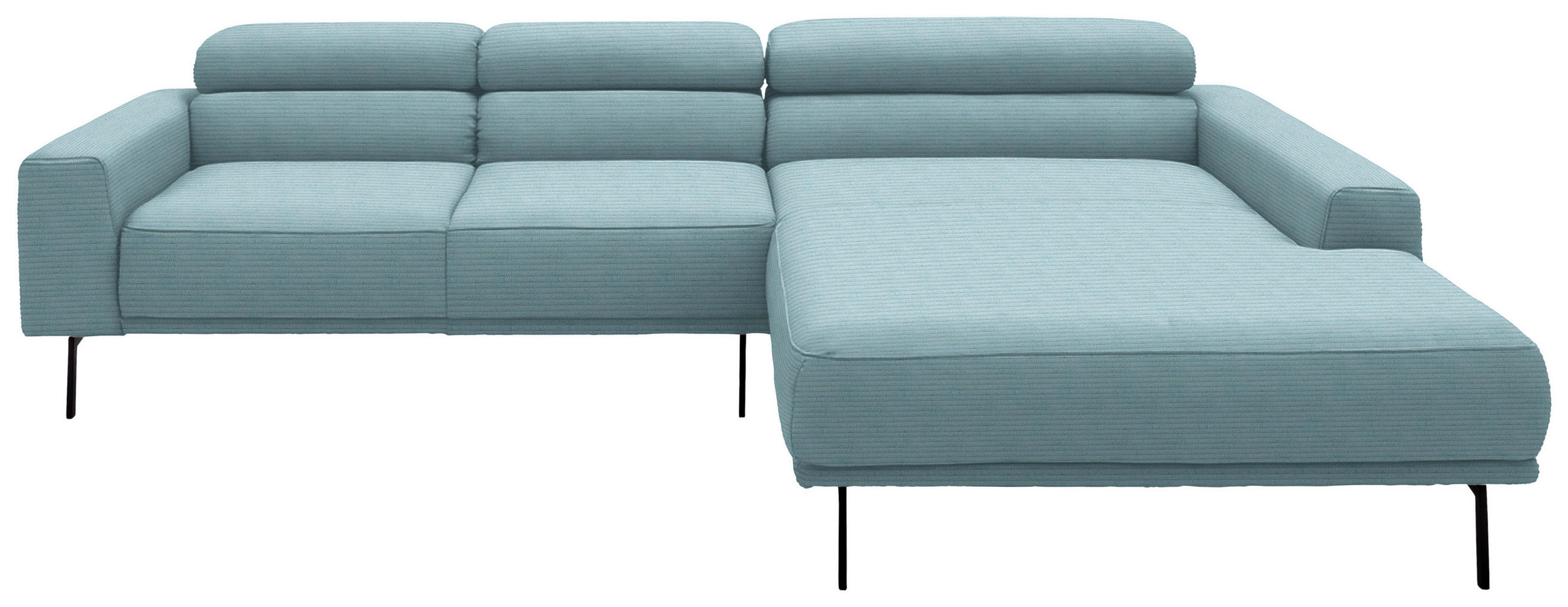 ECKSOFA Cord Hellblau  - Schwarz/Hellblau, Design, Textil/Metall (293/215-217cm) - Schöner Wohnen