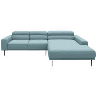 ECKSOFA Cord Hellblau  - Schwarz/Hellblau, Design, Textil/Metall (293/215-217cm) - Schöner Wohnen