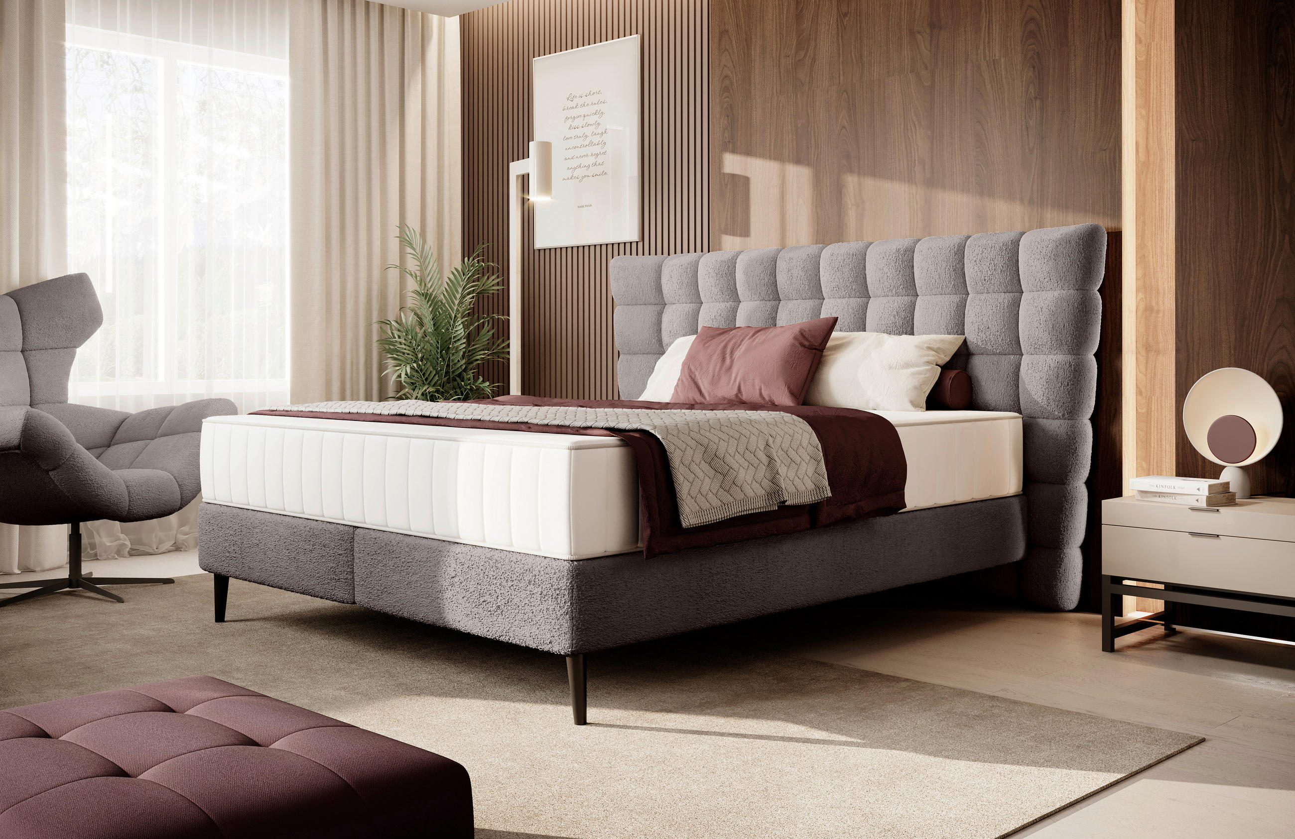 BOXSPRING-ÁGY 180/200 cm  barna  - barna/fekete, Design, faalapú anyag/textil (180/200cm) - Esposa