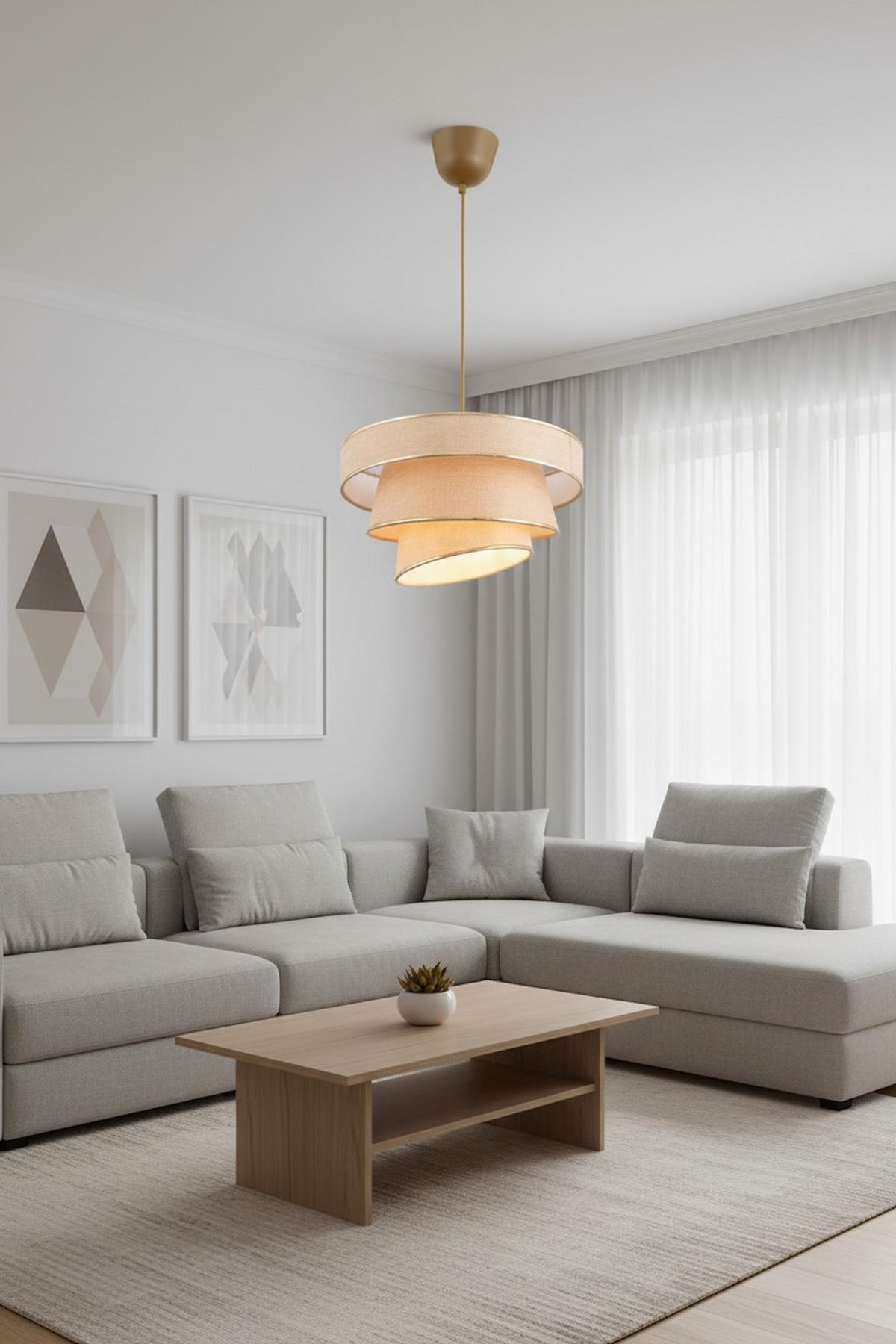 HÄNGELEUCHTE 40/125 cm   - Creme, Trend, Kunststoff/Textil (40/125cm) - Novel