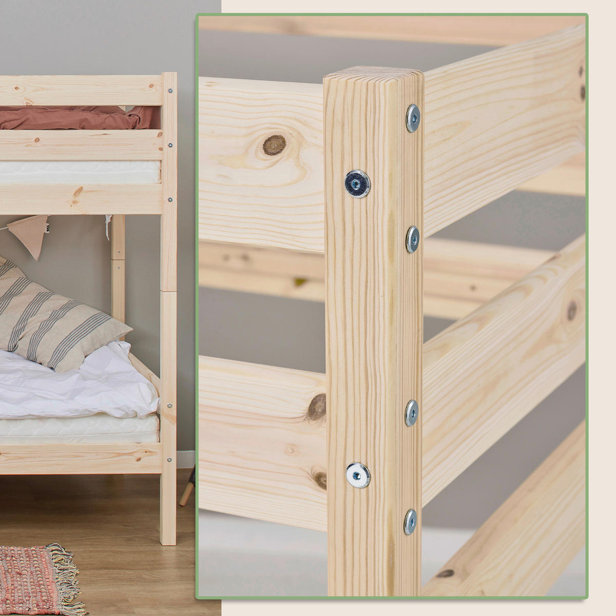 ETAGENBETT 70/160 cm Naturfarben  - Naturfarben, MODERN, Holz (70/160cm) - MID.YOU