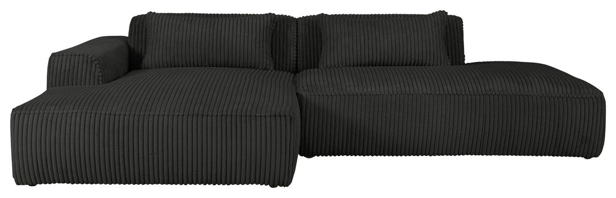 ECKSOFA BILLUND Schwarz Cord Nierenkissen  - Schwarz, KONVENTIONELL, Kunststoff/Textil (294/165cm) - Livetastic
