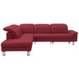 ECKSOFA  in Echtleder Rot  233/309 cm  - Edelstahlfarben/Rot, Design, Leder/Metall (233/309cm) - Dieter Knoll