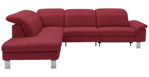 ECKSOFA  in Echtleder Rot  233/309 cm  - Edelstahlfarben/Rot, Design, Leder/Metall (233/309cm) - Dieter Knoll